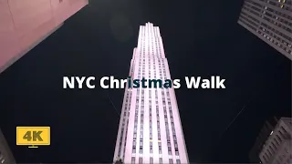 [4K] 🇺🇸NYC Christmas Walk🎄 Midtown Manhattan, From Madison to 5th Ave. via Rockefeller Center✨⭐ 2021