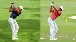 Tiger Woods Golf Swing Slow Motion - MASTERS 2022 - Iron, Driver & 3 Wood Swings from Face On & DTL