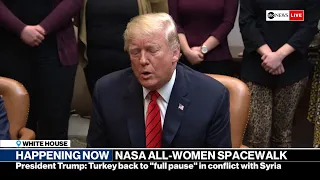 President Trump speaks with NASA officials ahead of historic spacewalk