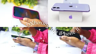 Purple iPhone unboxing +accessories and set up in 2023✨✨ #iphone11 #iphone11unboxing