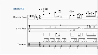 Sir Duke (Stevie Wonder) Bass & Drums Transcription + TAB