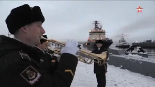 Опубликовано видео как новейший ледокол «Илья Муромец» прибывает в Североморск