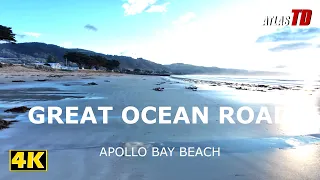 4K | Virtual Walk - Great Ocean Road - Apollo Bay Beach | Beach Waves