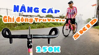 Nâng cấp tay lái cong(sừng trâu) cho Fixed Gear Tsunami màu hồng nam tính #fixedgear #gear #tsunami