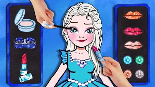 Paper Dolls Dress Up - Disney's FROZEN ELSA Plastic Surgery Makeup Challenge - Barbie Story & Crafts