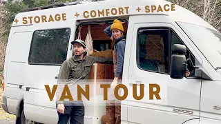 VAN TOUR / Affordable 140" Sprinter Build / Best Layout for MAX Storage and Comfort