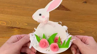 how to make a cute easter paper bunny - home decor #papercrafts #homedecor #papercrafting
