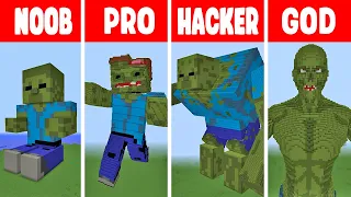 Minecraft ZOMBIE STATUE HOUSE BUILD CHALLENGE - NOOB vs PRO vs HACKER vs GOD / Animation