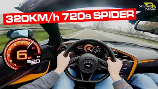 McLaren 720s Spider 320km/h TOPLESS on Autobahn • DriversDream POV