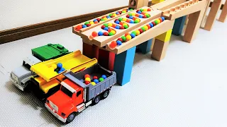 Marble run Race ☆ HABA wave slope × Garbage truck ,Dump truck long course.