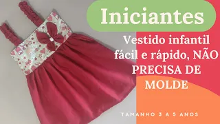 lindo vestido infantil fácil e rápido, corte/costura vestido menina 3 a 4 anos