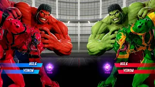 Venom & Green Hulk vs Red Venom & Red Hulk (Very Hard) - Marvel vs Capcom | 4K UHD Gameplay