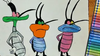 How To Draw Joey, Dee Dee And Marky | Oggy And The Cockroaches Drawing | Cockroaches Drawing | Oggy