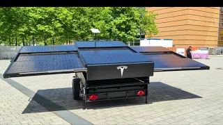 Cybertruck EV With Solar Panel Roof & Tesla Solar Trailer For Unlimited Range