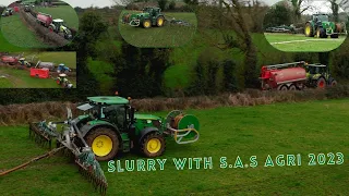 Slurry with S.A.S / Slievenamon Agri Services │ Nurse tank, Umbilical Cord and Three tankers drawing