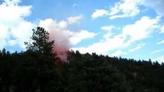 Dunraven Fire: SEAT making a slurry drop