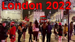 London 2022 | Walking Central London On New year Evening | London Winter Street Walk - HDR 4K