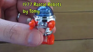 Vintage 1977 Tomy Rascal Robots Walking Wind Up Toy Pocket Bots Japan Taiwan