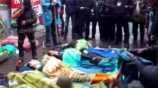 The Maidan uprising in Kyiv is crying in mourning over the around 100 shot dead by police forces