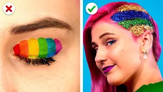 CONSEILS DE BEAUTÉ ARC-EN-CIEL 🌈  || meilleures idées de maquillage et astuces de coiffure