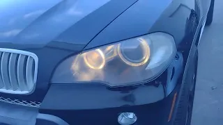 Ангельские глазки BMW X5 e70 Как включить. BMW X5 E70  Daytime light on.