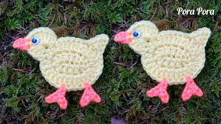 Crochet Chick Applique I Crochet Easter Decorations I Crochet Chicken Applique