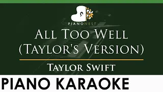 Taylor Swift - All Too Well (Taylor's Version) - LOWER Key (Piano Karaoke Instrumental)