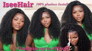 QUICK & EASY WEAR & GO GLUELESS KINKY CURLY WIG | PRE CUT AND PRE PLUCKED LACE | @ISEEHAIR