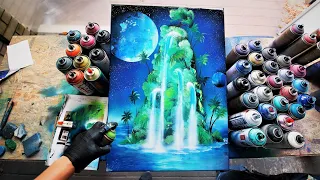 TROPICAL WATERFALLS - SPRAY PAINT ART by Skech