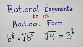 Converting Expressions with Rational Exponents to Radical form a Vice Versa - Grade 9 Second Quarter