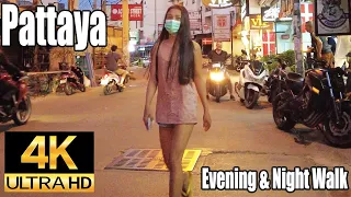 Pattaya 4K Walk Evenig & Night. Soi Bua Khao, BeachRoad, Pattaya Tai. 28th Nov.