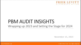 PBM Audit Insights: Wrapping Up 2023 and Setting the Stage for 2024