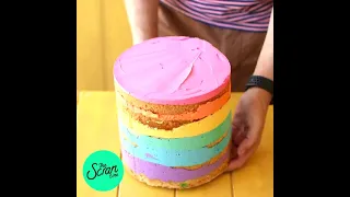 Rainbow Cake recipe | Epic 6- Layer Rainbow Cake at Home | Bake With Shivesh | #Shorts