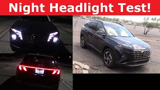 2023 Hyundai Tucson Hybrid Headlight Test and Night Drive