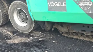 Asphalt paver VOGELE SUPER 1800-2, laying asphalt concrete mixture. How to lay a new road review