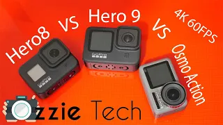 Gopro Hero 8 vs Hero 9 vs Dji Osmo Action 4K 60FPS