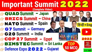 Summits 2022 Current Affairs | Important Summit 2022 | Current Affairs 2022 in English | GkTricks