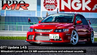 GT7 Update 1.43: Mitsubishi Evo 9 MR customizations and exhaust sounds