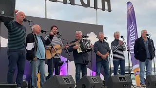 Fisherman’s Friends singing It’s all Part of being a Pirate at Watergate Bay drive in cinema 2021.