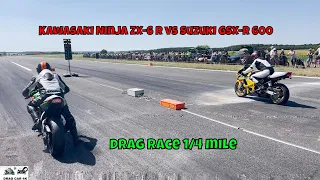 Kawasaki Ninja ZX-6 R vs Suzuki GSX-R 600 drag race 1/4 mile 🚦🏍 - 4K UHD