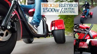 TRICICLO ELÉTRICO de 1500W | Além de ter 3 rodas, funciona com motor central e tem muito torque.