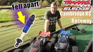 Traxxas sledges raced on RC track, huge amount of abuse given to them