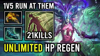 How to 1v5 Run At Enemy Unlimited Spirit Siphon HP Regen Offlane Death Prophet Dota 2