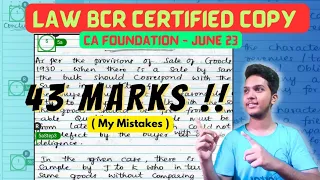 LAW BCR Certified Copy || 43 Marks || CA Foundation