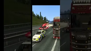 Big accident, they landed a helicopter on the highway. #shorts #ets2