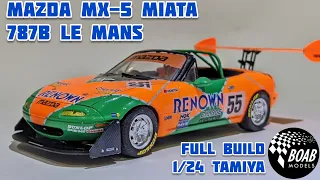 Converting the Mazda MX-5 Miata Roadster into a 787b liveried Time Attack car! 1/24 kit by Tamiya