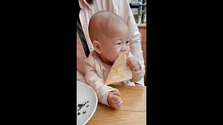 Baby tries toast for the first time - WATCH THEIR FACE! #funny #baby