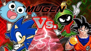 M.U.G.E.N battles #3:Sonic and Gumball VS Goku and Marvin the martian