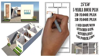 5 marla (25*50) house plan in 2023, 5 marla ghar ka naksha, whiteboard animation video,5 marla map