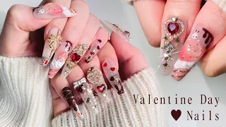 Sweet Valentine's Day Nails🍫💝 cake drawing / nail art / nail extension / asmr